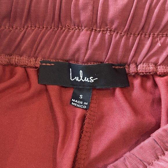Lulus Dusty Rose Drawstring Lounge Shorts with Ruffle Hem - Picture 2 of 5